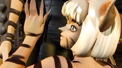 Tiger Girl with wide open pussy and big tits