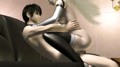 Excellent long-haired blonde in sexy clothes riding a cock