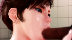 Teen girl get big black cock in small mouth in Interracial 3D