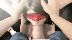 Bondage 3d skinny girl swallows cock against his will