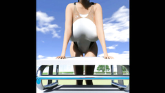 Cute 3d teen in white bikini swallows big dick