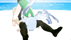 Hentai demon penetrates in wet pussy of young teen on the beach