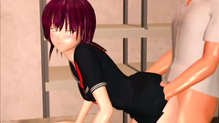 The girl in sexual school uniform gets fucked in doggy style pose from old man