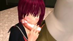 Young 3d teen skillfully sucks old man dick