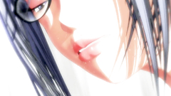 Business woman in a red suit and black stockings masturbates her wet vagina