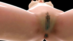 Extreme 3d bangs with cute skinny brunette girl