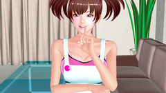 Sexy dark-hair girl in stockings sucks 3d cock