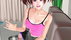 Sexy dark-hair girl in stockings sucks 3d cock