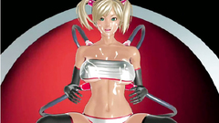 Horny gameplay blonde with big breasts smeared with sperm