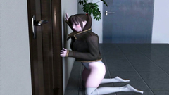 3D Red monster with a big dick fucks innocent girl in white stockings