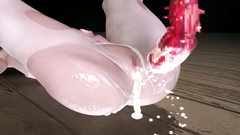 3D Red monster with a big dick fucks innocent girl in white stockings