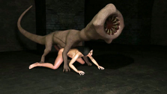 3D Alien monster fucks pretty babe in doggy style