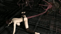 Monster with tentacles penetrates a big pussy and leave there his sperm