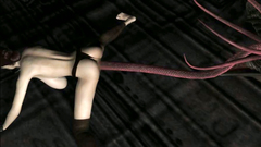 Monster with tentacles penetrates a big pussy and leave there his sperm