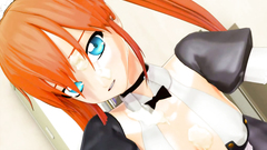 Horny redhead 3d housewife in sexy lingerie and white stockings makes perfect blowjob