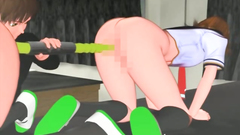 Young naughty boy brought dildo to school and gave it two Schoolgirls for lesbian sex