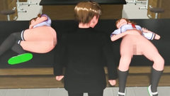 Young naughty boy brought dildo to school and gave it two Schoolgirls for lesbian sex