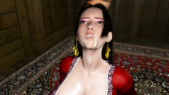 Busty 3d cartoon brunette sucked all the cum from dick