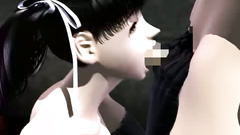 Nasty brunette 3d slut in black stockings gets deepthroat fucking