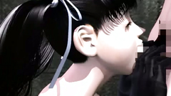 Nasty brunette 3d slut in black stockings gets deepthroat fucking