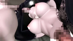 Nasty brunette 3d slut in black stockings gets deepthroat fucking