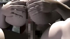 Nasty brunette 3d slut in black stockings gets deepthroat fucking