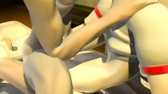 Muscular woman with a cock hardcore fucks cute teen girl