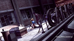 Catwoman and her blonde girlfriend getting fucked with black demon