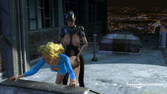 Black Cat with huge strapon dildo extreme bangs blonde Supergirl