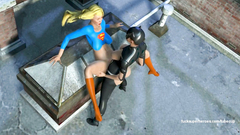 Black Cat with huge strapon dildo extreme bangs blonde Supergirl