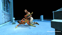 SpiderMan fucks SpiderGirl on the roof