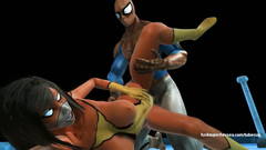 SpiderMan fucks SpiderGirl on the roof