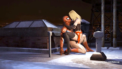 Spiderman and Hollister arranged vaginal storm on the roof