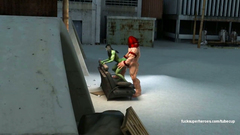 The Rockman is lickng pussy of Hulk-woman and fucks her tight ass