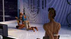 Spiderman and dirty thug fucks Spiderwoman in her anal and pussy holes