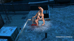 Green Lantern with great pleasure penetrates deep into the Super Girl pussy with his tongue