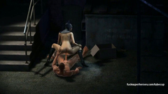 Skinny Batgirl fucks with brutal man