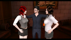 3D Hermione Granger and Ginevra Weasley gently suck Harry Potter dick