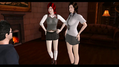 3D Hermione Granger and Ginevra Weasley gently suck Harry Potter dick