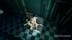 Busty blonde sucks X-Man Wolverine Logan dick