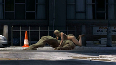 Blonde girl sucks huge cock of cartoon Hulk