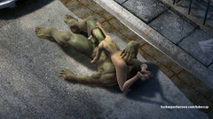 Blonde girl sucks huge cock of cartoon Hulk