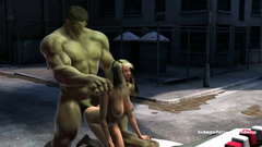 Hulk fucked charming blonde on a police car