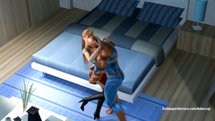 Wound 3D Girl in webs Spiderman began to penetrate her pussy with his long tongue