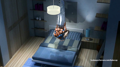 Wound 3D Girl in webs Spiderman began to penetrate her pussy with his long tongue