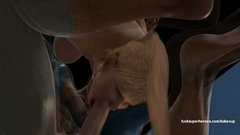 Wound 3D Girl in webs Spiderman began to penetrate her pussy with his long tongue