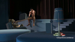 Invisible Woman sucks huge 3d cartoon cock of Mr. Fantastic