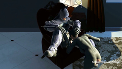 Batman makes Catwoman deep swallow his dick