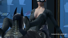 Batman makes Catwoman deep swallow his dick