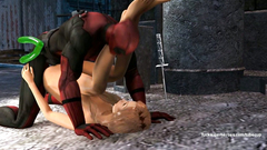 Deadpool fucks young busty blonde in her shaved vagina